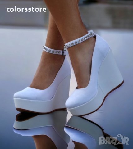 Обувки на платформа - бели - SL47, снимка 1 - Дамски ежедневни обувки - 42454075
