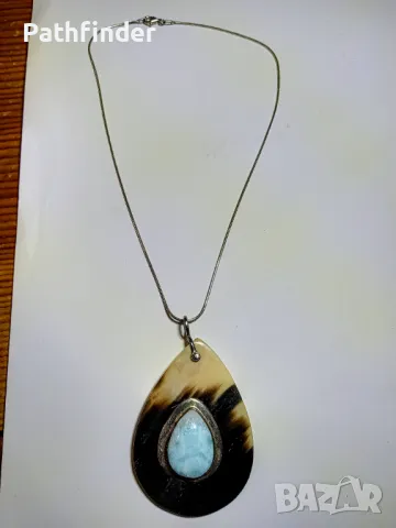 Сребърно колие с ларимар сребро 925