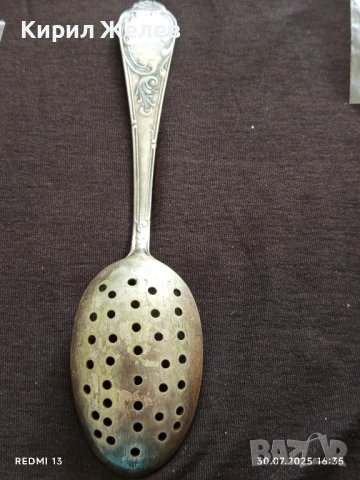 СТАРА РЯДКА ПОСРЕБРЕНА ЛЪЖИЦА с КРАСИВА ОРНАМЕНТИКА за КОЛЕКЦИЯ 49414, снимка 4 - Други ценни предмети - 51193917