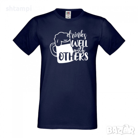 Мъжка тениска Drinks Well With Others,Бира,Бирфест,Beerfest,Подарък,Изненада,Рожден Ден, снимка 10 - Тениски - 36377771