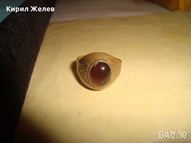 СТАРИНЕН ОРНАМЕНТИРАН РЪЧНО МАЙСТОРСКИ ИЗРАБОТЕН БРОНЗОВ ПРЪСТЕН с ШЛИФОВАН ГРАНАТ 26804, снимка 6 - Антикварни и старинни предмети - 34839233