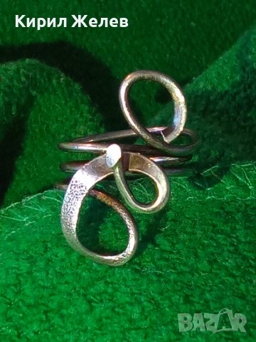 СРЕБЪРЕН ДИЗАЙНЕРСКИ АРТ ПРЪСТЕН СРЕБРО 925 РЪЧНА БИЖУТЕРСКА ИЗРАБОТКА 38268, снимка 3 - Пръстени - 40940640