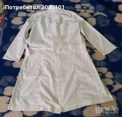 Работна бяла дамска престилка с дълъг ръкав, снимка 2 - Други - 48506406