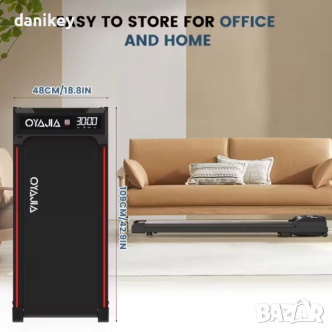 Компактна пътека за бързо ходене OYAJIA / KEHOT – до 6 км/ч, идеална за дом и офис, снимка 6 - Фитнес уреди - 52921346