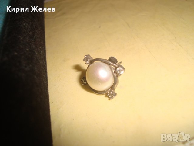 СКЪПОЦЕННА АРТ ДЕКО ПЕРЛЕНА СРЕБЪРНА ОБЕЦА ОКСИДИРАНО СРЕБРО 925 с ЕСТЕСТВЕНА ПЕРЛА и ЦИРКОНИ 25699, снимка 12 - Обеци - 35820501
