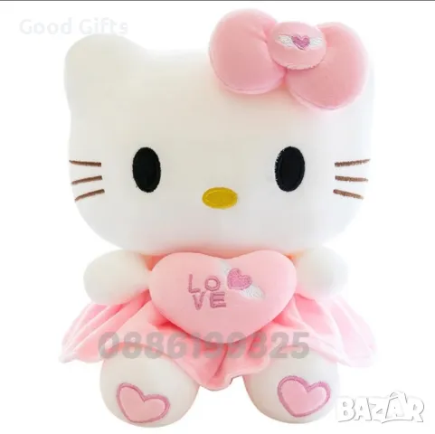 Голяма плюшена играчка Кити Hello Kitty Love, Розово Коте Кити, снимка 4 - Плюшени играчки - 47316736