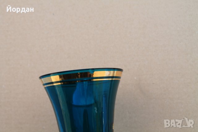 Ваза Бохемия синьо стъкло, снимка 8 - Други ценни предмети - 40566319