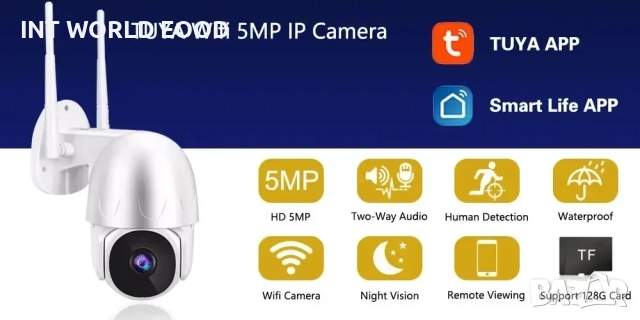 Tuya 5MP WiFi IP HD PTZ Камера с AI детекция на движение Двупосочно аудио Видеонаблюдение , снимка 2 - IP камери - 52063750