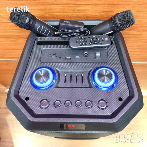 🔊 ABS-12202 – 12”×2 Xbass 200W 6000mah-50лв Професионална караоке тонколона, Bluetooth, 2 микрофонa, снимка 12 - Тонколони - 51831362