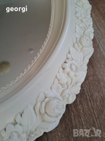 немско огледало за стена с бяла рамка с релефни рози, снимка 3 - Огледала - 51765065