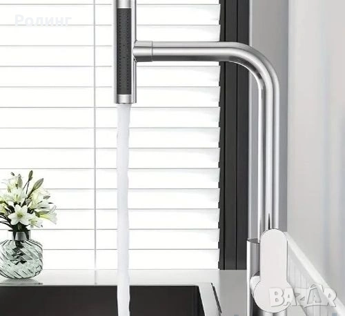 Смесител за плот с изтеглящ душ №140420, снимка 2 - Смесители - 28338499