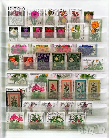 Пощенски марки цветя 130 бр.  К.1
