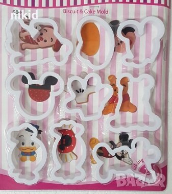 9 бр Дисни Мики Мини Маус Мечо пух пластмасови резци форми за сладки бисквитки фондан  форма резец, снимка 2 - Форми - 39884426