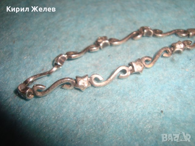 НЕЖНА СКЪПОЦЕННА СТАРА АРТ НУВО СТИЛ ГРИВНА СРЕБРО 925 с ФАСЕТИРАНИ ЦИРКОНИ ЮВЕЛИРНА ИЗРАБОТКА 25806, снимка 7 - Гривни - 35870551