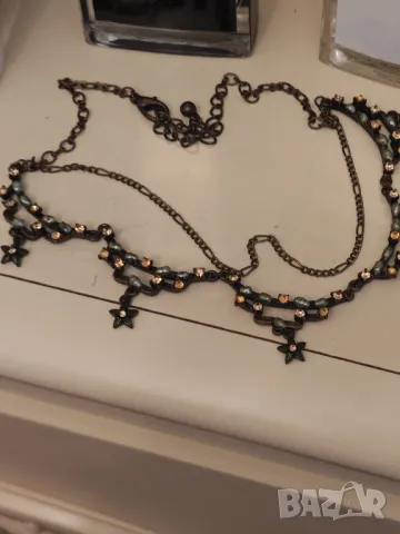 Старо колие месинг с перлички и цитрини, снимка 2 - Колиета, медальони, синджири - 49743670