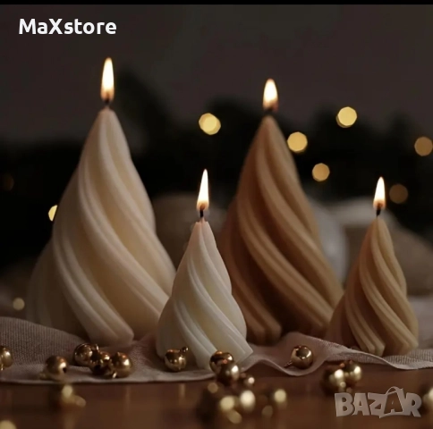 3D 3 размера спираловидна елха Силиконов молд за свещи гипс сапун смола , снимка 2 - Форми - 51955133