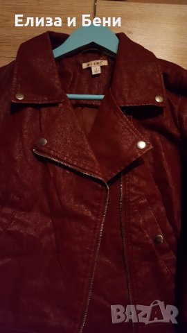 яке мото байкър бордо кожено малинов цвят, снимка 5 - Якета - 35765675