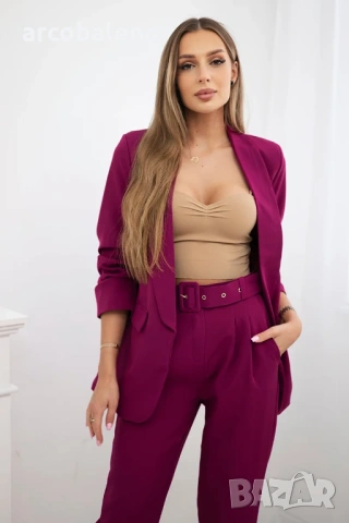 Дамски елегантен комплект сако и панталон, 9цвята , снимка 3 - Комплекти - 46746554