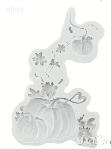 Пълзящи тикви тиква с листа силиконов молд форма фондан шоколад декор, снимка 2 - Форми - 51948389