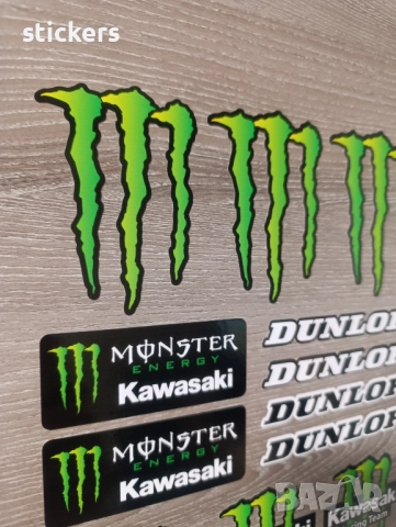 Стикери Монстър Дънлоп Кавазаки Dunlop Monster Kawasaki Stickers 14 бр, снимка 5 - Аксесоари и консумативи - 51435741