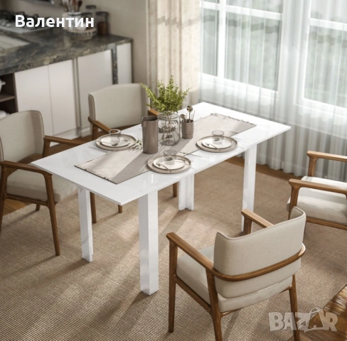 Разтегателна трапезна маса HOMCOM, снимка 4 - Маси - 53261213