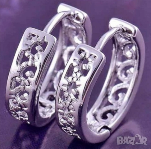 Фини ажурни обеци от стандартно жълто и бяло 14к попълнено злато 15 лв., снимка 4 - Обеци - 51776502