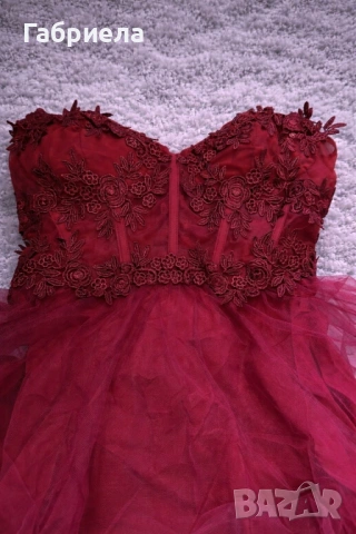 Нова къса официална рокля в тъмно червено, снимка 4 - Рокли - 53584339