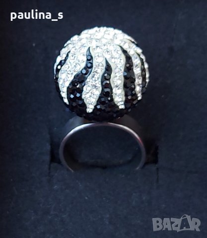 Два различни пръстена / Swarovski / Нов сребърен пръстен с регулация, проба 925 / топка , снимка 5 - Пръстени - 29670193
