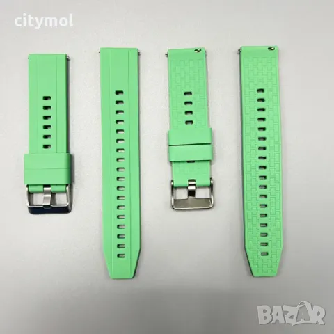 Силиконова каишка часовник, 22 мм, за Huawei, Amazfit, Samsung и др. - зелена