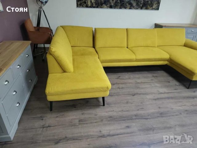 Жълт П образен ъглов диван от плат Dieter Knoll ZE-EM20075, снимка 6 - Дивани и мека мебел - 44244515