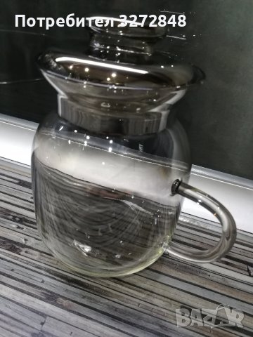 Стъклена каничка със стъклен капак - 500мл, снимка 2 - Прибори за хранене, готвене и сервиране - 44278946
