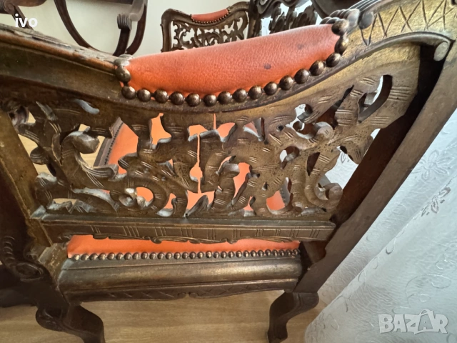 Антикварна гарнитура с масичка, снимка 9 - Дивани и мека мебел - 53058681