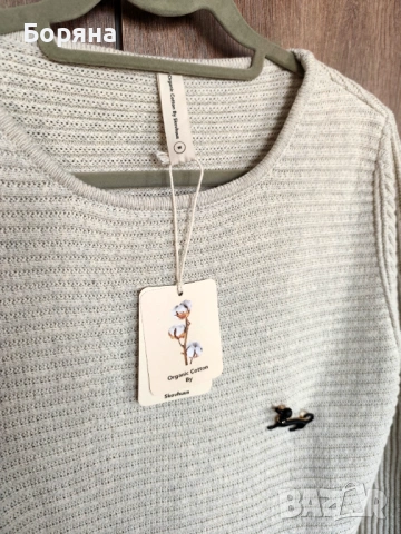 Skovhuus нов пуловер от 100% органичен памук с брошка, снимка 13 - Блузи с дълъг ръкав и пуловери - 53724887