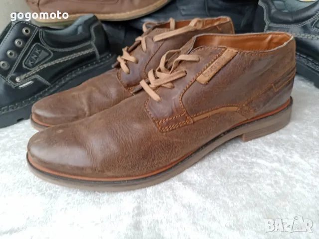 Ретро, арт, винтидж мъжки обувки половинки КАТО НОВИ BUGATTI original, 43 - 44,100% ЕСТЕСТВЕНА КОЖА, снимка 18 - Мъжки боти - 47825041