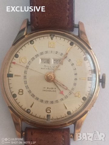 Швейцарски Часовник Dulux triplay - 1960 Ден, месец, дата, снимка 6 - Мъжки - 41020696