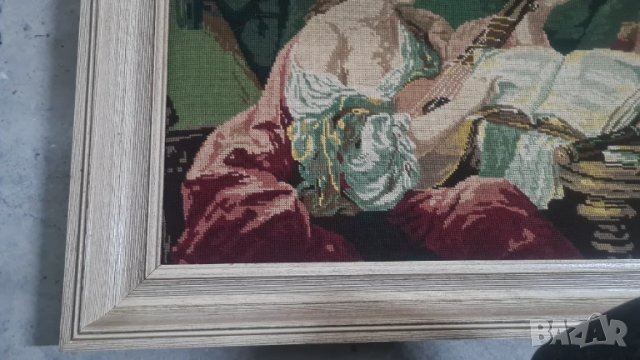 гоблен с класическа сцена – жена с лютня и книга, снимка 3 - Гоблени - 50894929