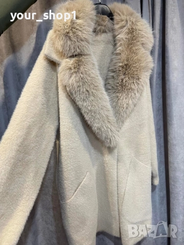 Дамска жилетка кашмир с пухена яка , снимка 2 - Якета - 52155123