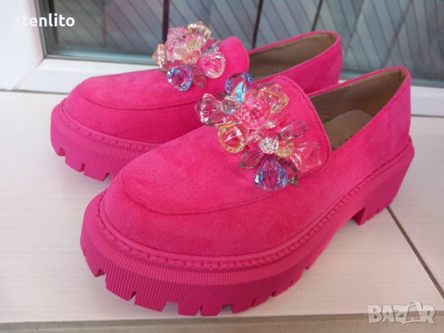 Розови мокасини с цветни камъни 39, снимка 14 - Дамски ежедневни обувки - 44841382