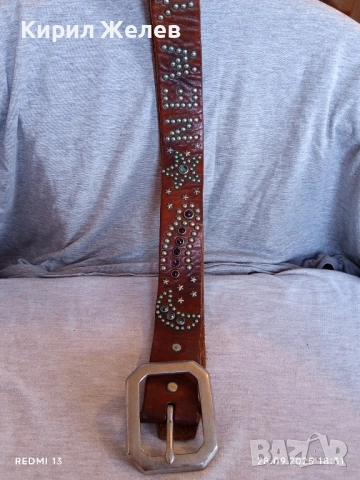 Марков кожен колан Арт с капси и кристали NEW YORK 26519