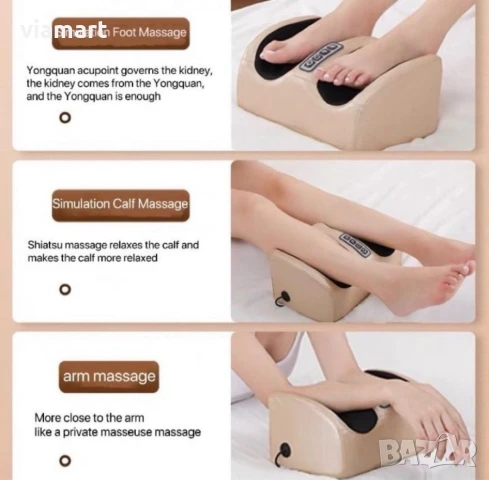 Шиацу масажор за крака MARFLY - 12 масажиращи глави, загряване, 3 нива, снимка 3 - Масажори - 50526898