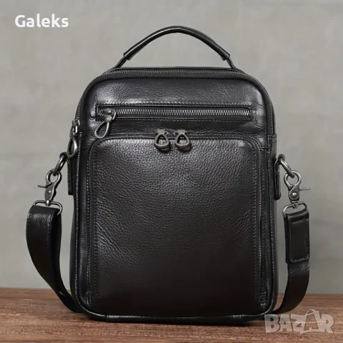  Мъжка ултра/луксозна, премиум кожена чанта /Черна естествена кожа!, снимка 2 - Чанти - 50443577