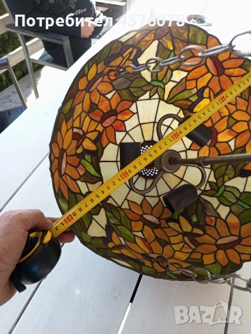 полюлей и стъклен абажур тип тифани, снимка 5 - Декорация за дома - 53832822