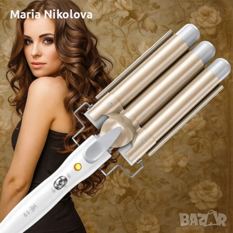 тройна ретро преса за къдрене на коса, снимка 3 - Преси за коса - 52396467