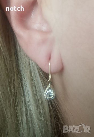 Златни обеци с циркони, снимка 9 - Обеци - 38972426