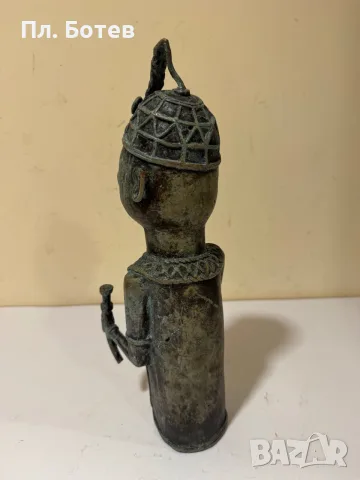 Африканска бронзова скулптура, фигура-Бенин , снимка 6 - Статуетки - 56295713