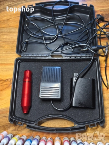ТЕСТВАН професионален комплект за татуировки, машинка, ротационни писалки с патрони, захранване..., снимка 7 - Друго оборудване - 51598025