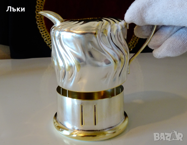 Посребрена захарница с чисто сребро проба 1000. , снимка 5 - Антикварни и старинни предмети - 36213390