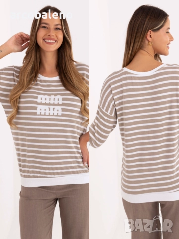 Дамска ежедневна блуза с надпис, 6цвята , снимка 8 - Блузи с дълъг ръкав и пуловери - 51704590