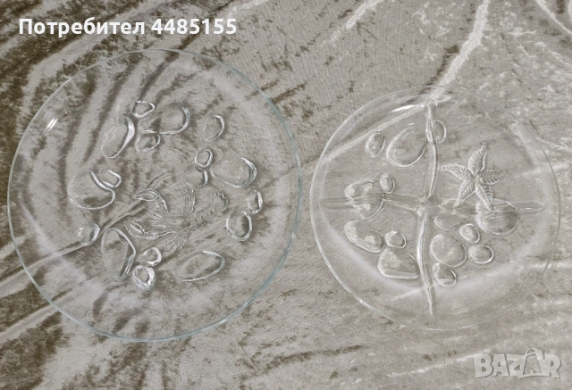  Стъклени плата "Омар" и "Морска звезда", снимка 2 - Чинии - 53418016