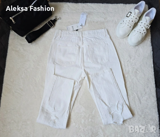 Дамски бял панталон с накъсан ефект , снимка 10 - Панталони - 46229571